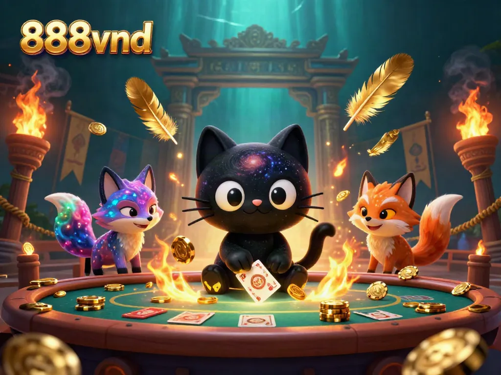 Experience the thrilling world of 888vnd with captivating cosmic casino elements and animated characters.