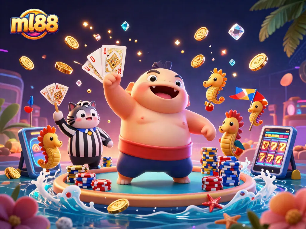 Win big at ml88 with dynamic casino games featuring a fugu blowfish in a vibrant underwater scene.