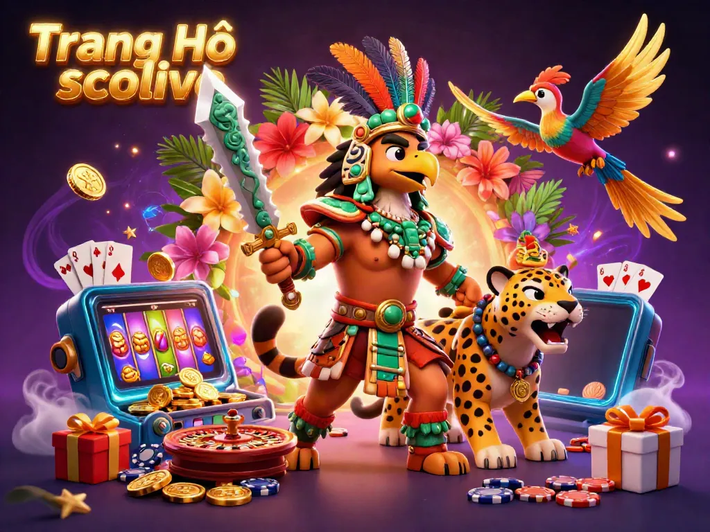 Experience the thrill of gambling with Trang Chủ socolive's vibrant digital illustration showcasing colorful games and casino elements.