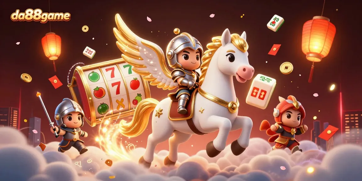 Engage with the dynamic da88game experience through a vibrant 3D casino illustration full of energy.