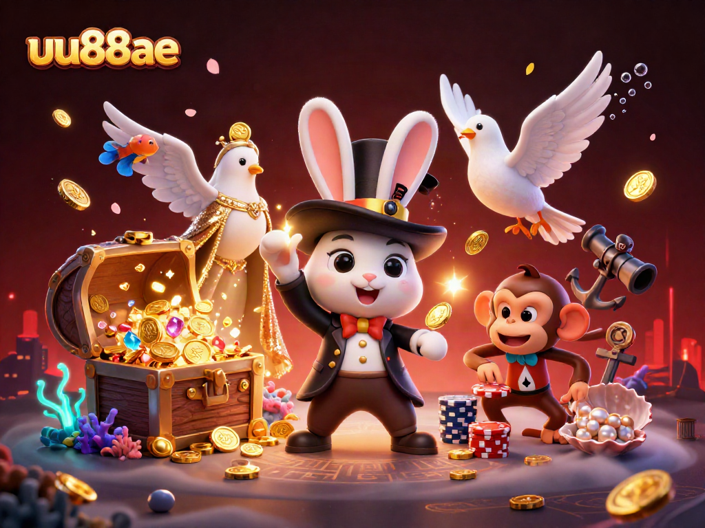 Experience the thrill of gaming with uu88ae's enchanting 3D casino scene featuring magical characters!