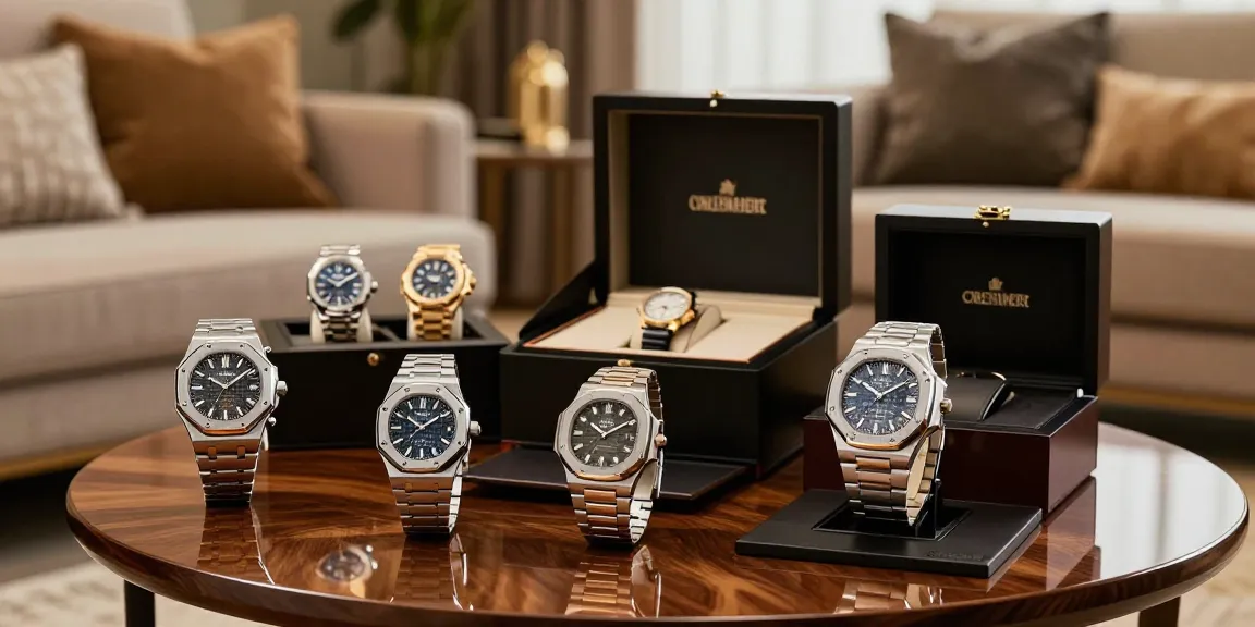 Super clone watches displayed luxuriously, highlighting intricate details and craftsmanship.
