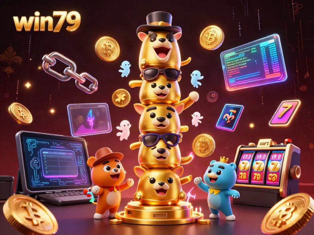 Engage with WIN79's vibrant casino scene featuring a unique golden totem pole and dynamic gaming elements.