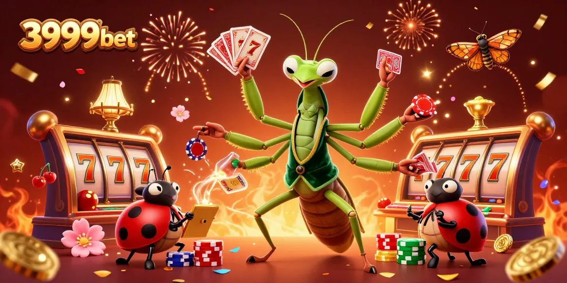 Experience the excitement of gaming at 3999bet with vibrant characters and festive casino elements.