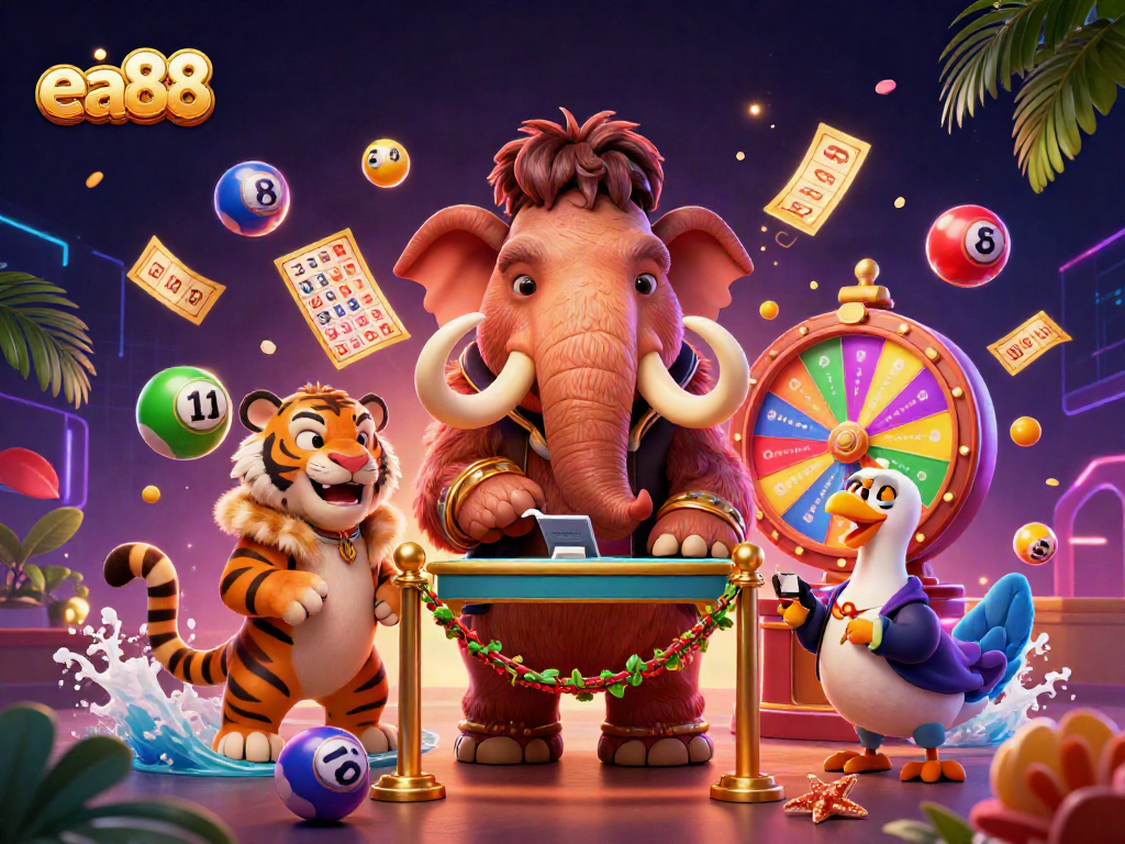 Experience thrilling moments at ea88 with a vibrant casino scene featuring unique characters and engaging games.