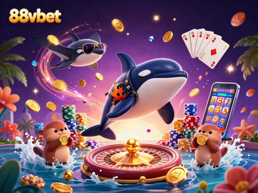 Experience thrilling gameplay with 88vbet, featuring animated casino characters and vibrant gaming elements.