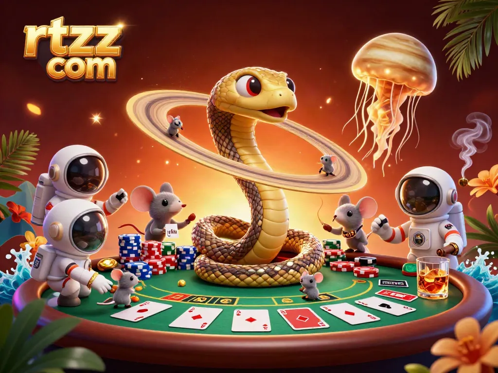 Experience high-stakes entertainment at rtzz com with dynamic cartoon characters engaging in cosmic gambling.