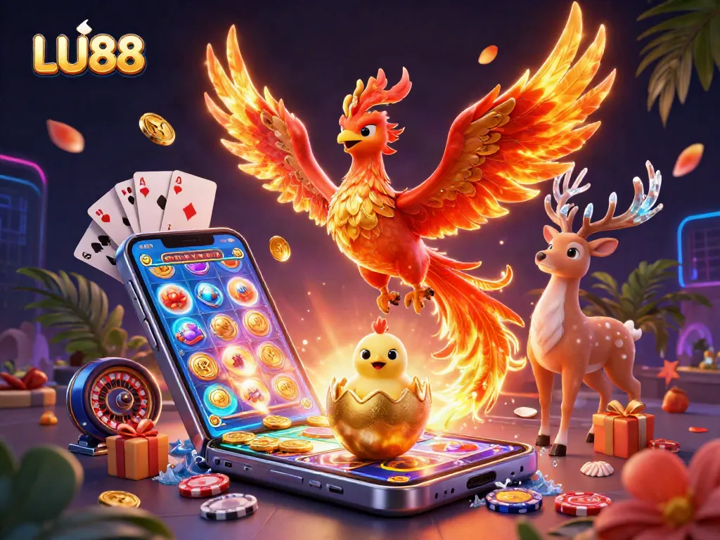 LU88 captivates players with vibrant slot games and dynamic casino elements in an immersive scene