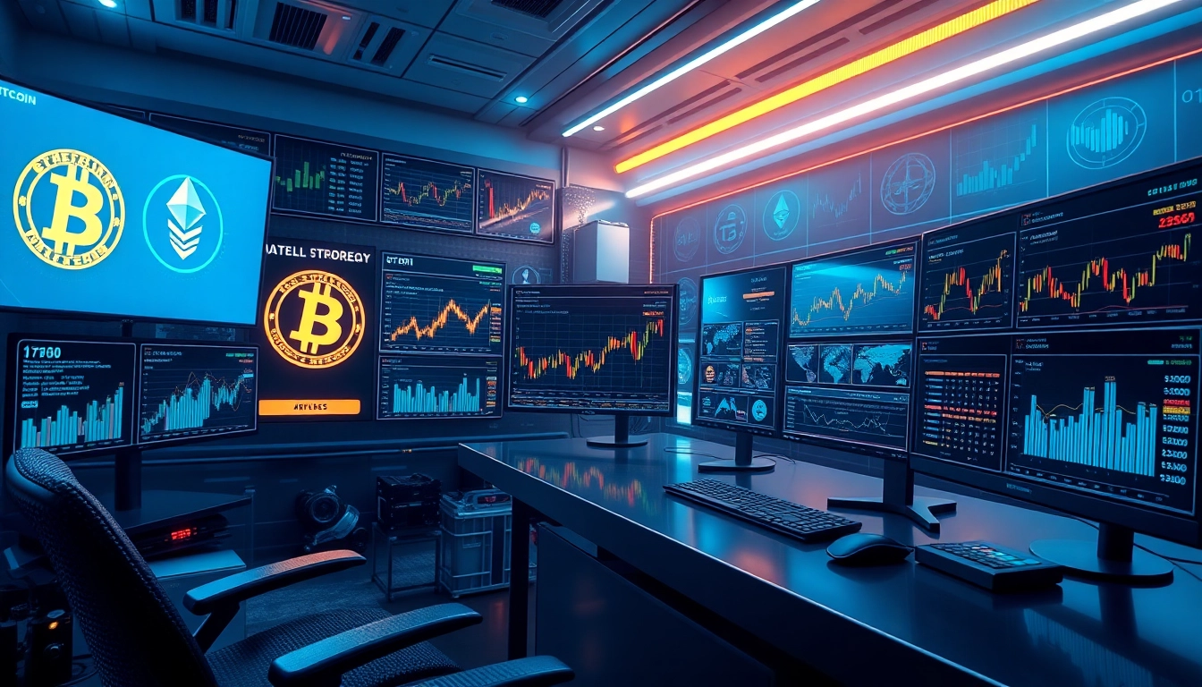 Calculator interface showcasing cryptocurrency trading tools and blockchain visuals in a secure trading environment.