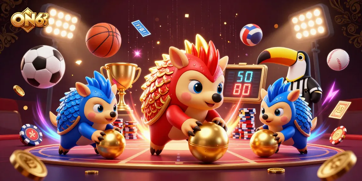 Engaging action at ON68 showcases pangolins competing while bowling through poker chips.