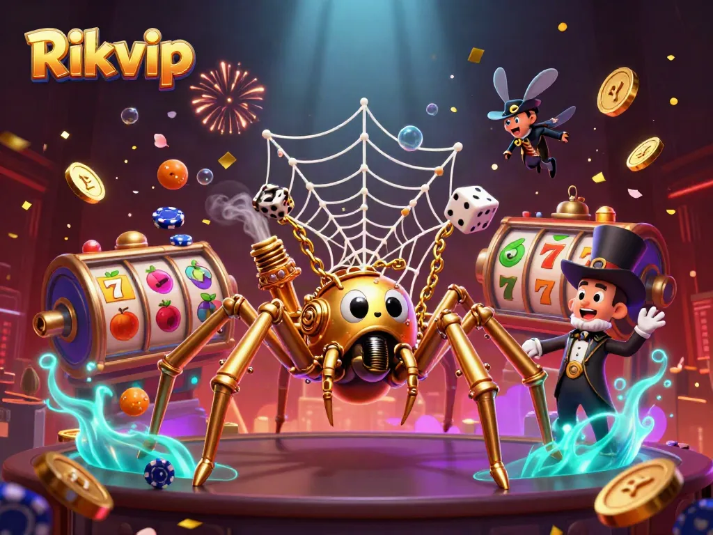 Experience exhilarating gameplay with Rikvip at this vibrant 3D animated casino scene featuring steampunk elements.
