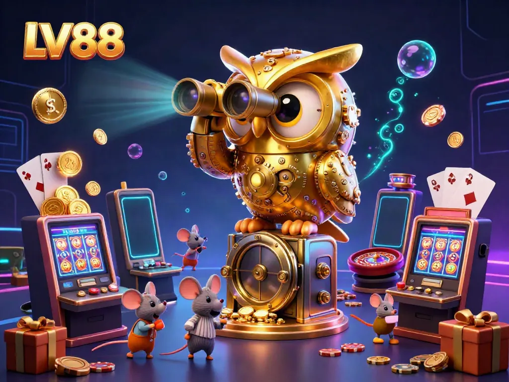 Experience the thrilling world of gambling with LV88, featuring detailed characters and rich casino elements.