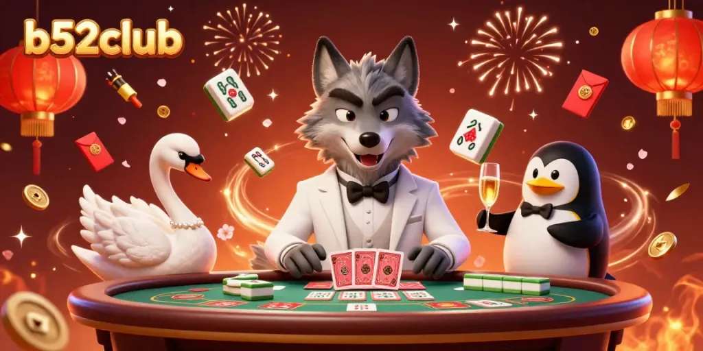 Experience excitement and elegance at b52club with this vibrant baccarat scene featuring 3D characters.