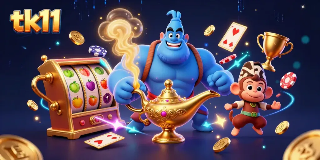 Engage in thrilling tk11 casino action with a dynamic genie and magical elements
