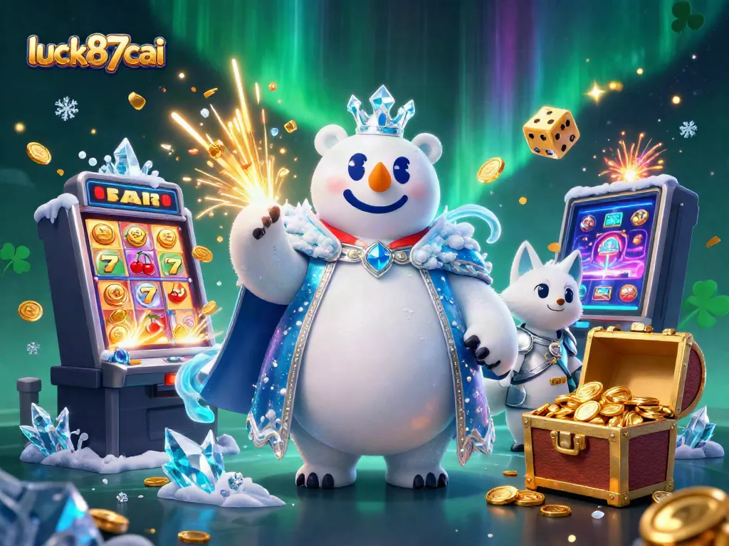 Experience luck87cai's thrilling jackpot explosion with vibrant 3D characters and casino elements.