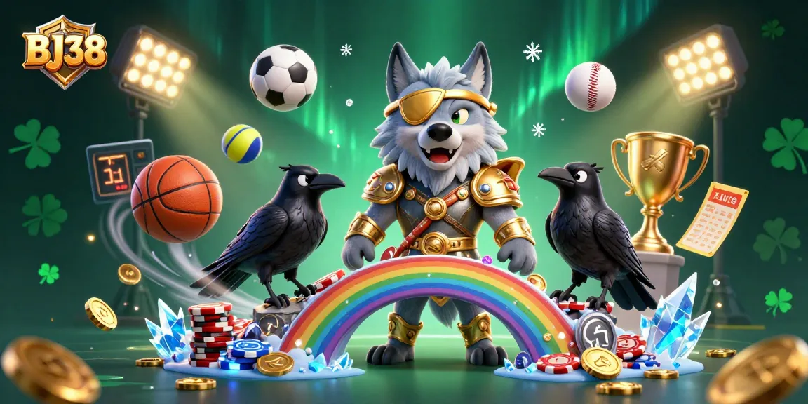 Place bets on BJ38 and enjoy vibrant 3D casino-themed illustration packed with dynamic sports elements.