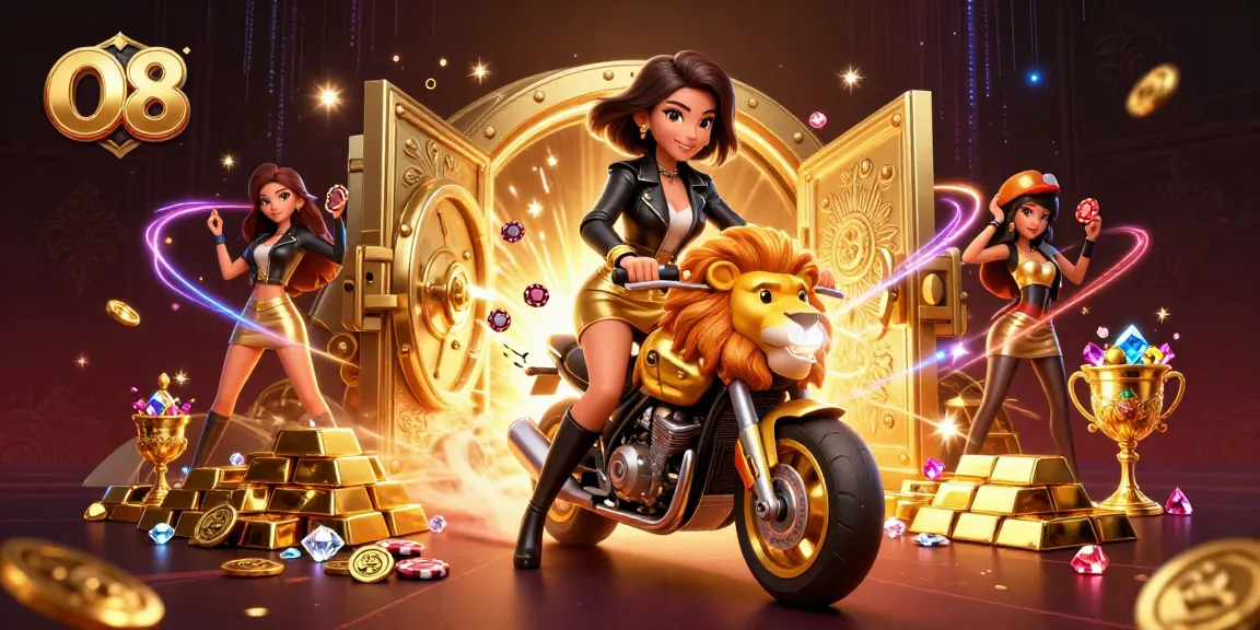 Experience thrilling action with O8 while playing in a vibrant casino atmosphere filled with treasures.