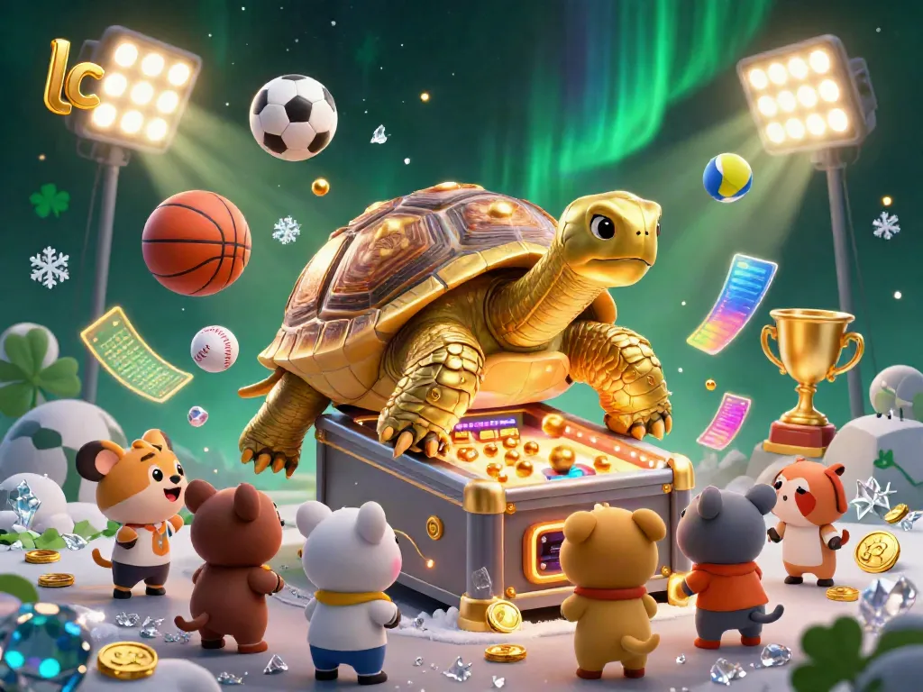 Spin the reels at lc88 with a golden tortoise and exciting casino elements in a vibrant 3D scene.