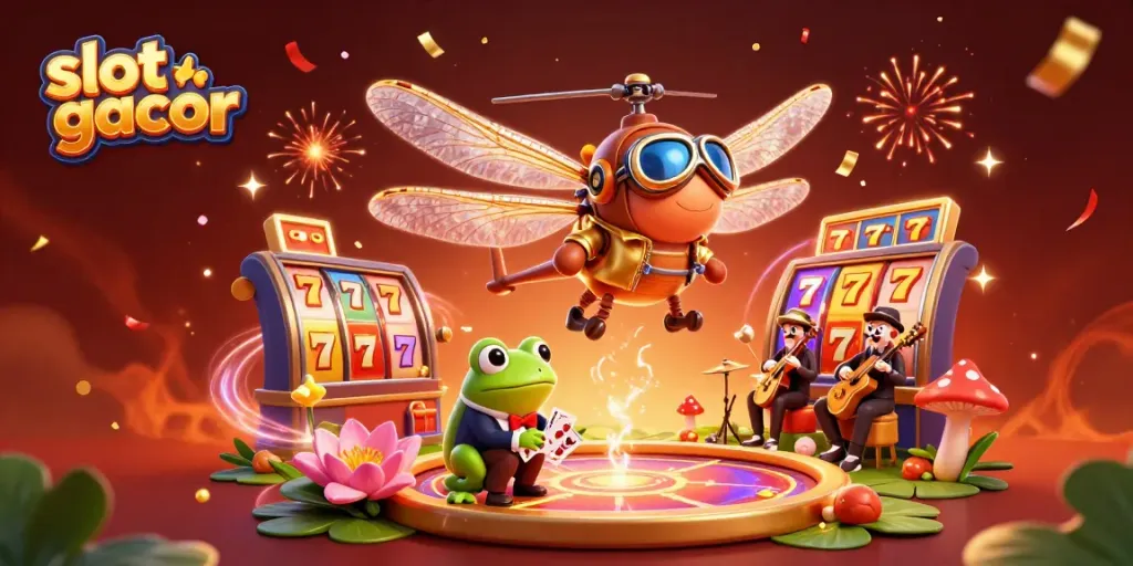 Menjalankan slot gacor sambil menikmati suasana kasino dengan karakter kartun 3D.