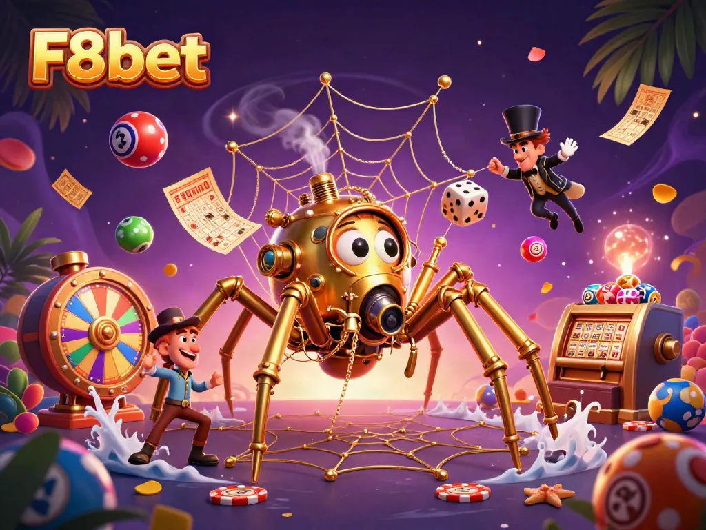 Winning at F8bet can be thrilling with dynamic casino elements illustrating excitement and fun.