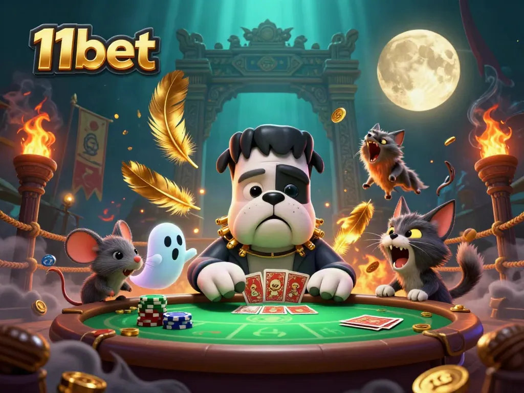 Experience thrilling games at 11bet with a cartoon dog dealer, a ghost mouse, and a werewolf kitten.