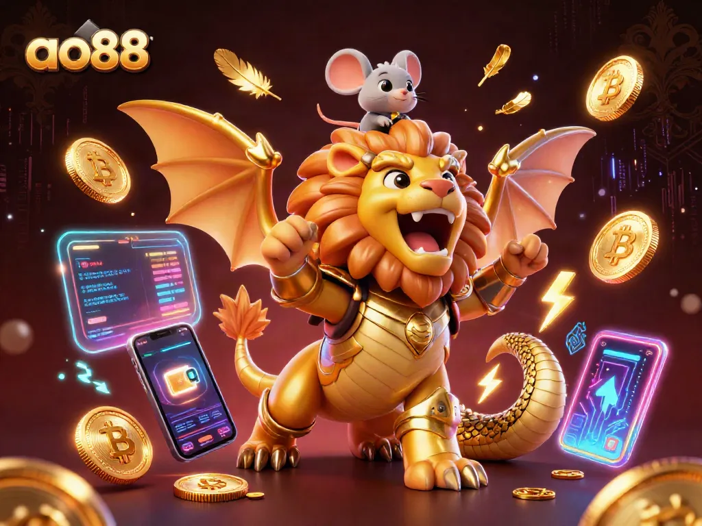 Experience thrilling wins at ao88 with a roaring chimera and crypto-themed casino action.