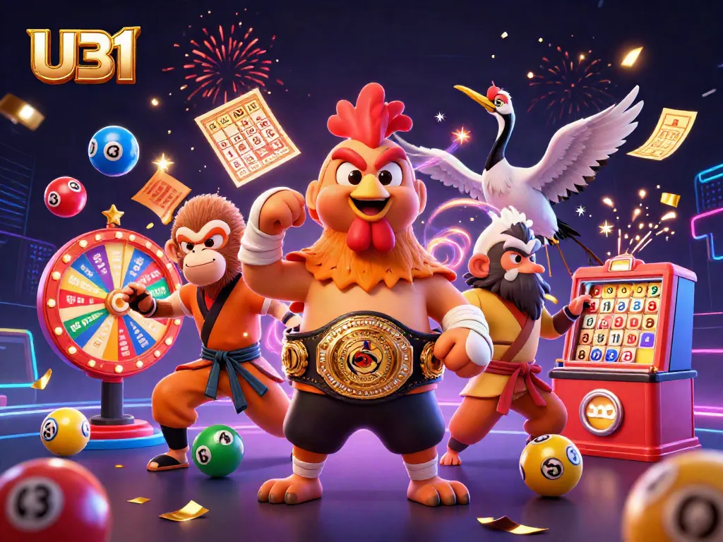 Engage in thrilling gameplay at U31 with dynamic lottery elements and vibrant casino characters.