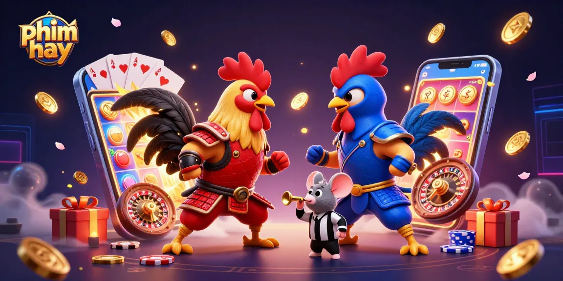 Experience the excitement of phim hay with fiery rooster standoffs amidst dynamic casino elements.