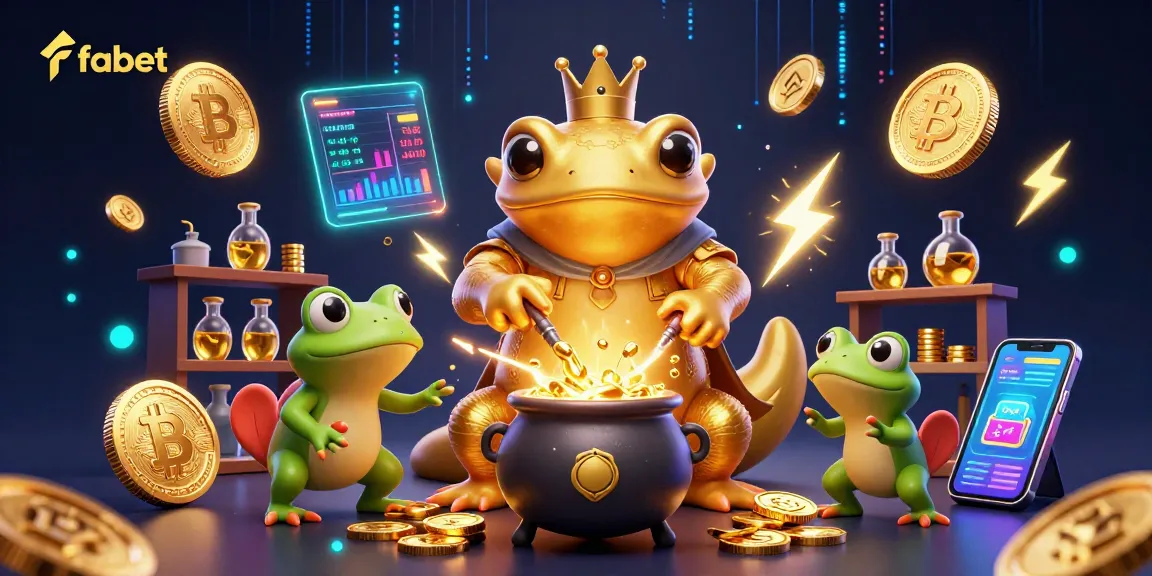 Fabet casino alchemist transmuting gold and cryptocurrencies in an enchanting scene