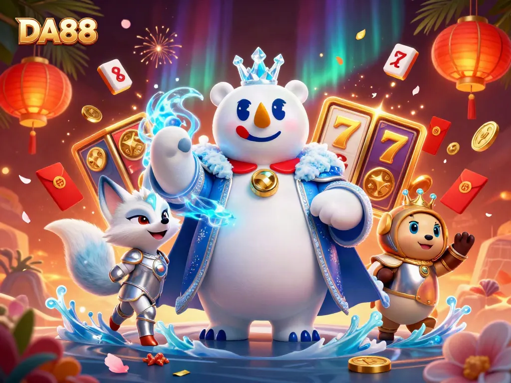 Engage in thrilling gameplay with DA88’s vibrant online casino scene packed with 3D slot reels and lucky symbols.