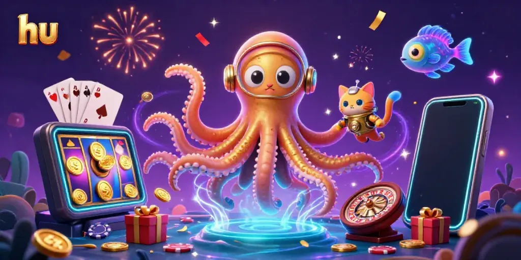 Engage with thrilling slot games in a vibrant underwater casino scene featuring hu and dynamic characters.