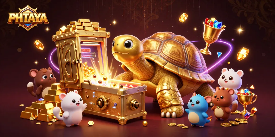 PHTAYA offers an immersive gaming experience with a colossal tortoise pinball machine and glowing treasure trove.