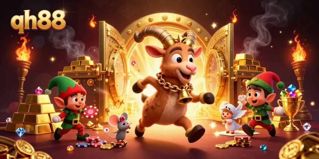 Experience qh88's thrilling atmosphere in this dynamic holiday-horror casino scene.