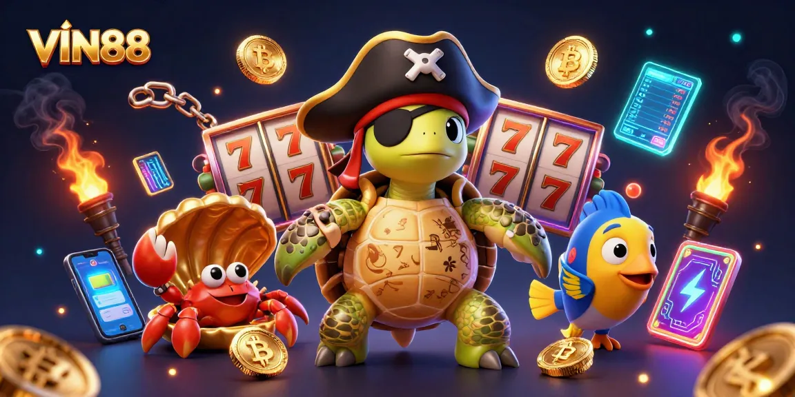 Engage with thrilling gaming excitement and jackpots at VIN88, featuring vibrant casino elements and rich 3D details.