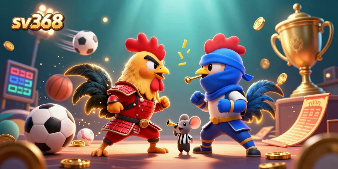 sv368 showcases dynamic rooster duel with vibrant sports elements and atmospheric effects