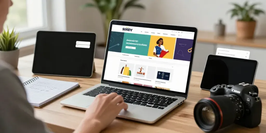 Engaging in Store Flips with an online marketplace showcasing vibrant listings of websites and domains.