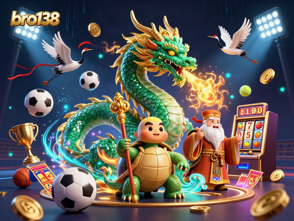 Engage with thrilling slots at bro138 featuring a vibrant dragon, wise sage, and lucky cranes.