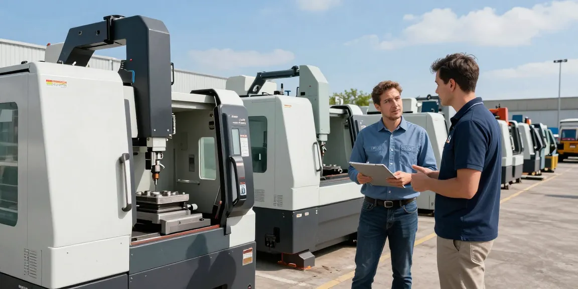Used machines available for sale at Asset-Trade, showcasing diverse industrial equipment in a vibrant setting.