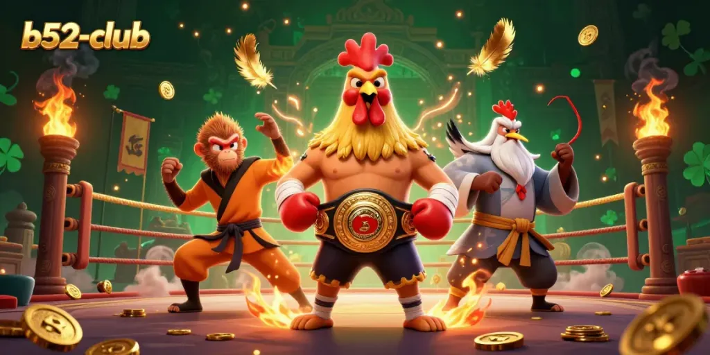 Engage with thrilling action in b52-club, featuring unique characters in a vibrant casino scene.