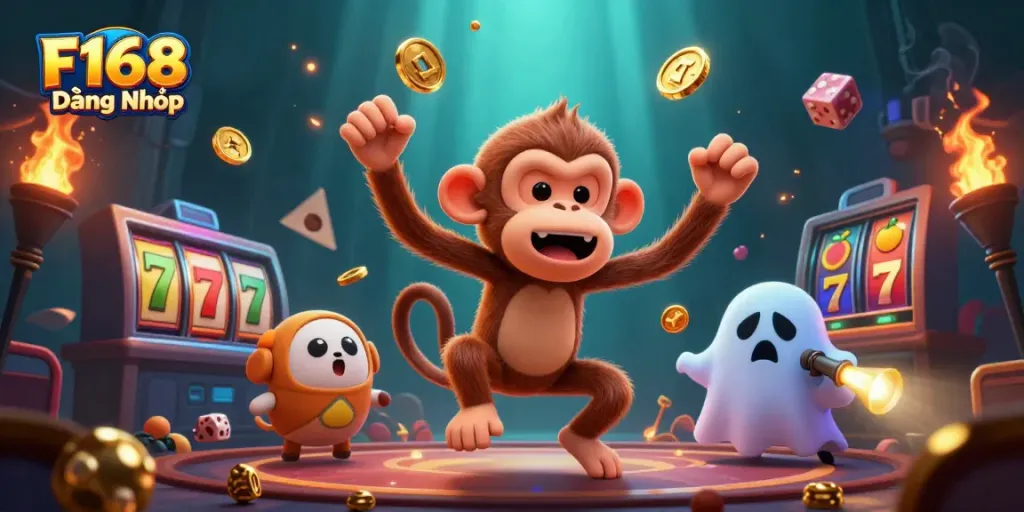 Experience thrilling gaming action with F168 Đăng Nhập in this vibrant casino illustration.