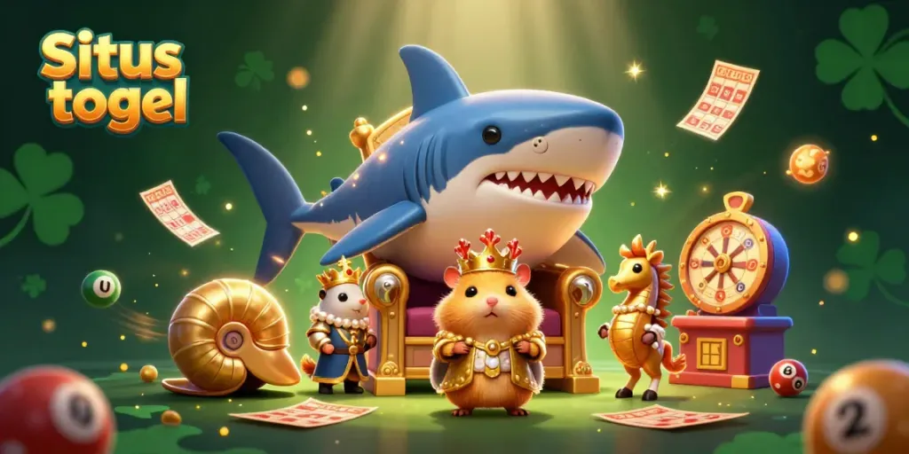 Experience Situs togel with a captivating lottery scene featuring a golden hamster king and dynamic elements.