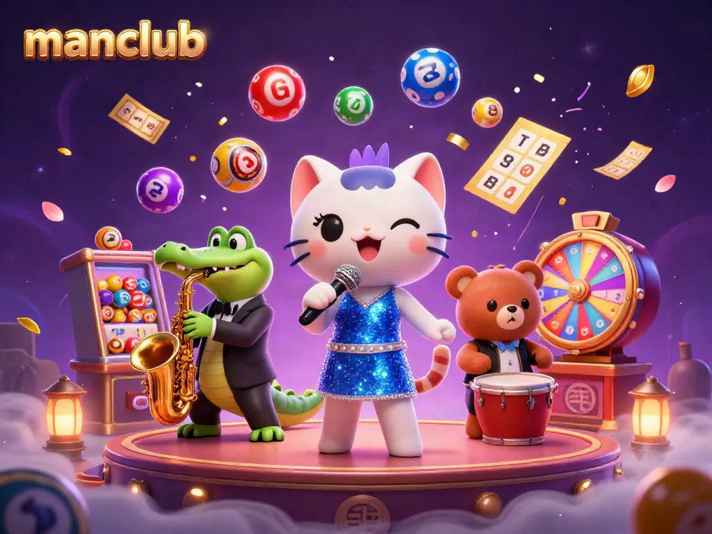 Engage in vibrant gaming with Manclub, featuring lively characters and rich casino elements.