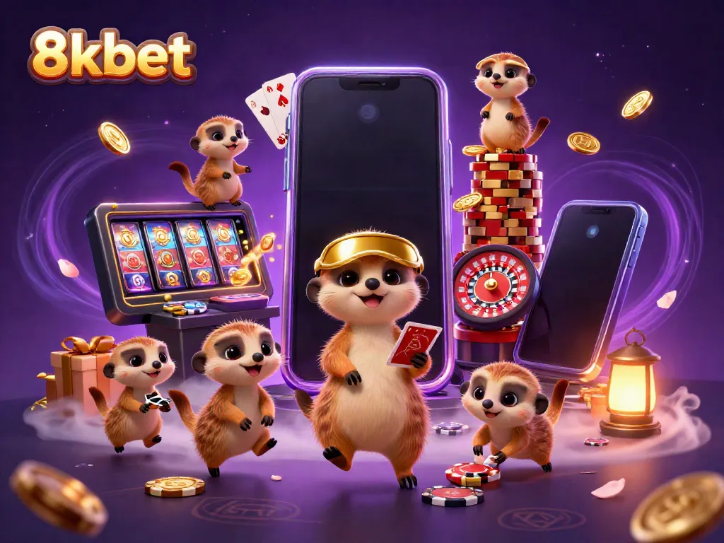 Experience thrilling games at 8xbet with interactive casino action amidst lively meerkats.