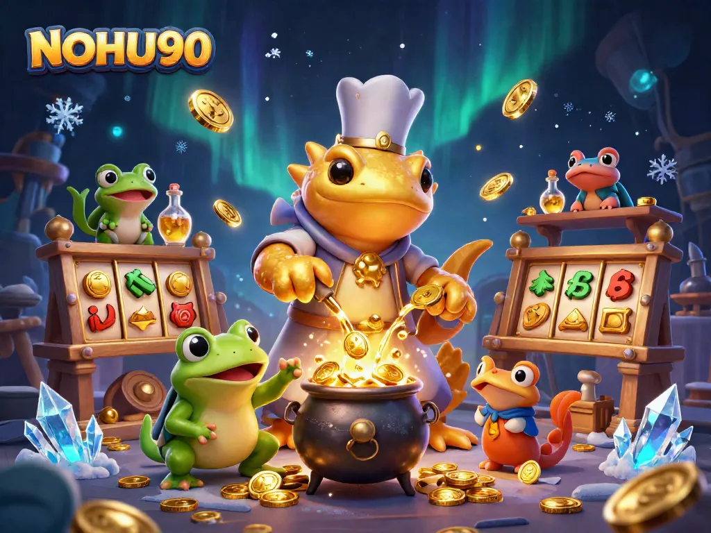 NOHU90 players engaging in thrilling slot games with a golden salamander alchemist creating gold