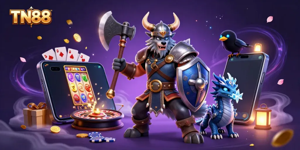 Experience winning at TN88 with vibrant characters, casino games, and dynamic action.