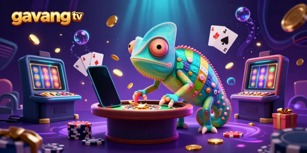 Experience thrilling gameplay on gavang tv with our vibrant casino illustration showcasing dynamic gaming elements.