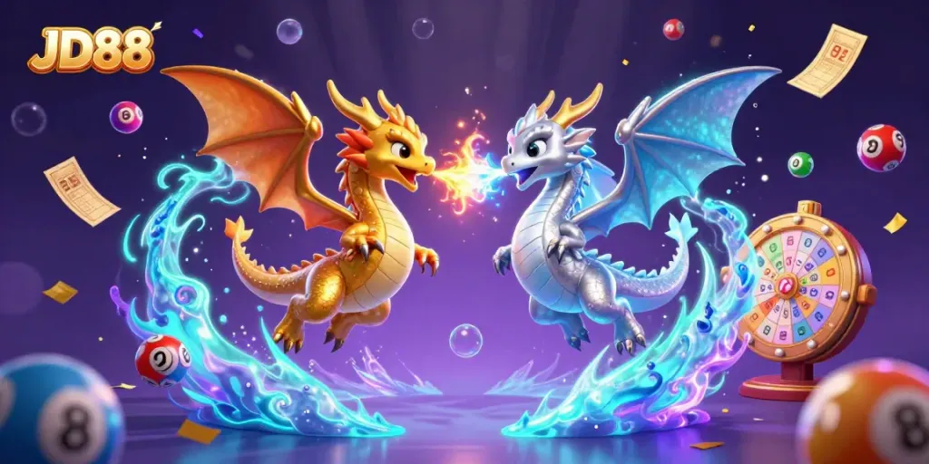 Engage with JD88 in a vibrant casino-themed world where dragons ignite excitement alongside colorful lottery elements.