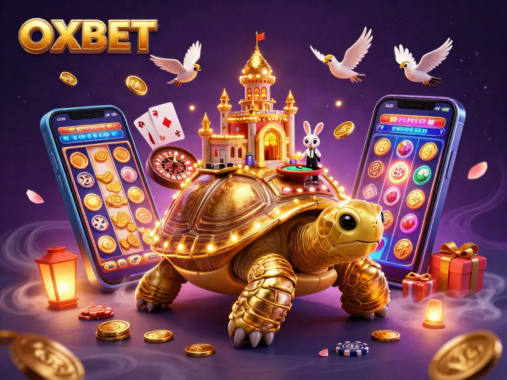 Experience the vibrant gaming world at OXBET with golden coins and a dynamic casino atmosphere.