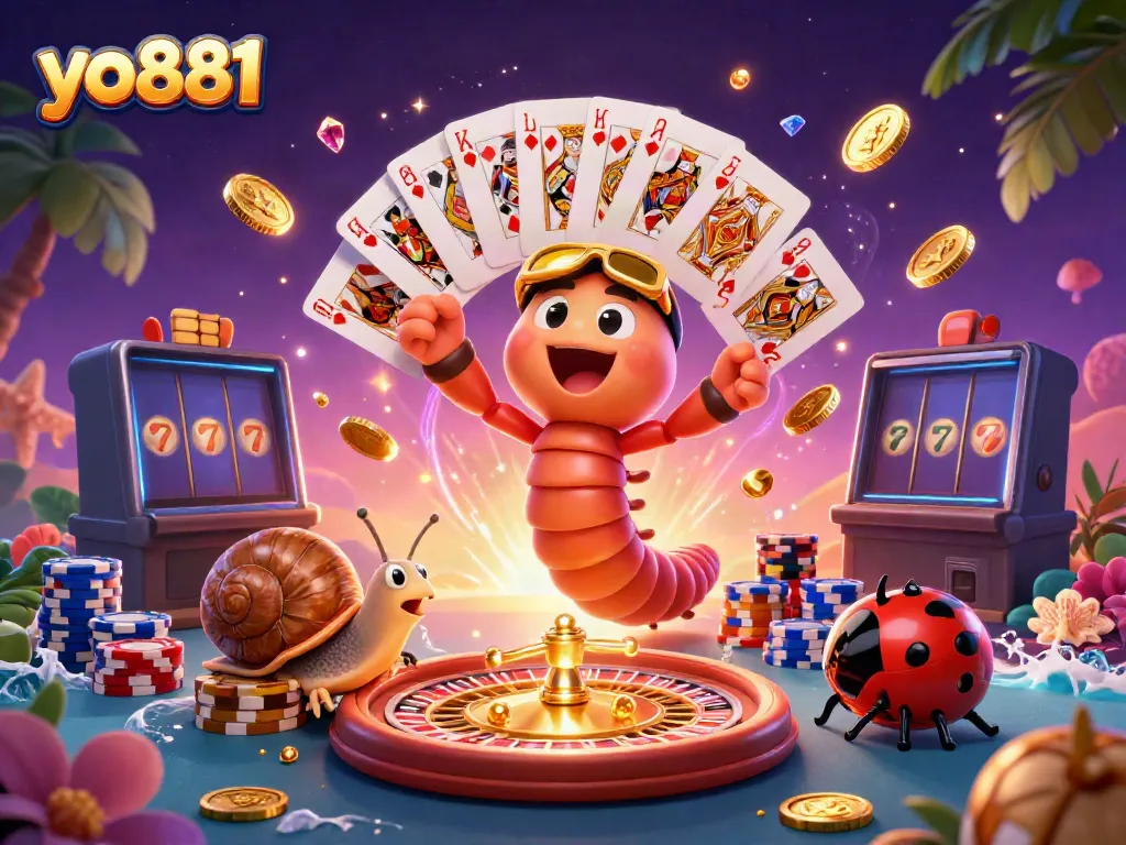 Experience a vibrant casino scene with yo881's energetic characters and rich game elements.