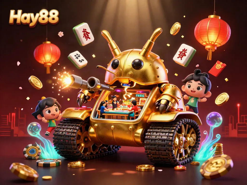 Engage in thrilling gaming adventures at Hay88 with vibrant casino scenes and festive decorations.